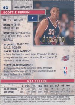1999-00 Finest - Gold Refractors #62 Scottie Pippen Back