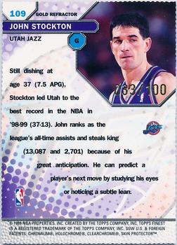 1999-00 Finest - Gold Refractors #109 John Stockton Back