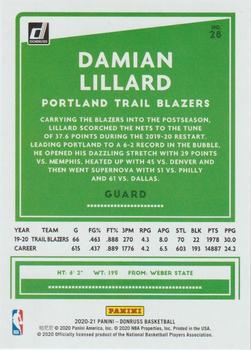 2020-21 Donruss - Green Flood #28 Damian Lillard Back