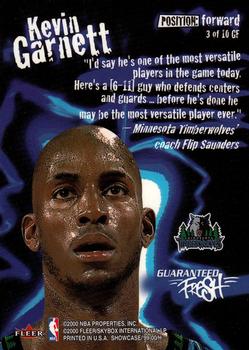 1999-00 Flair Showcase - Guaranteed Fresh #3 GF Kevin Garnett Back