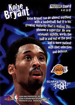 1999-00 Flair Showcase - Guaranteed Fresh #4 GF Kobe Bryant Back