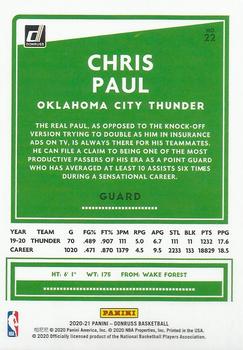 2020-21 Donruss - Holo Green and Yellow Laser #22 Chris Paul Back
