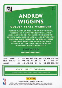 2020-21 Donruss - Holo Green and Yellow Laser #29 Andrew Wiggins Back