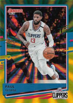 2020-21 Donruss - Holo Green and Yellow Laser #55 Paul George Front