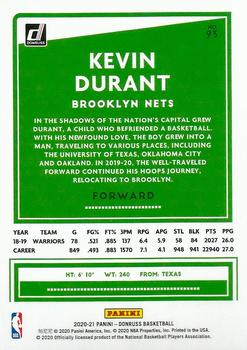 2020-21 Donruss - Holo Green and Yellow Laser #93 Kevin Durant Back