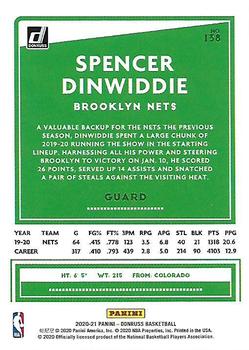 2020-21 Donruss - Holo Green and Yellow Laser #138 Spencer Dinwiddie Back