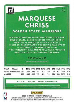 2020-21 Donruss - Holo Green and Yellow Laser #142 Marquese Chriss Back