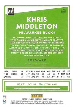 2020-21 Donruss - Holo Green and Yellow Laser #185 Khris Middleton Back
