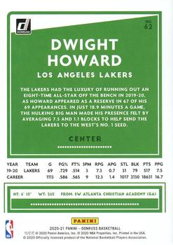 2020-21 Donruss - Holo Green Laser #62 Dwight Howard Back