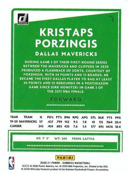 2020-21 Donruss - Holo Orange Laser #8 Kristaps Porzingis Back