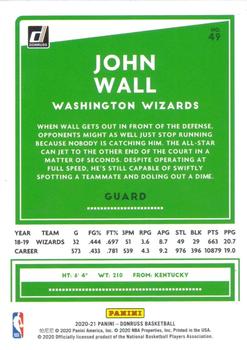 2020-21 Donruss - Holo Red and Gold Laser #49 John Wall Back
