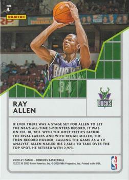 2020-21 Donruss - All Time League Leaders Green Flood #4 Ray Allen Back