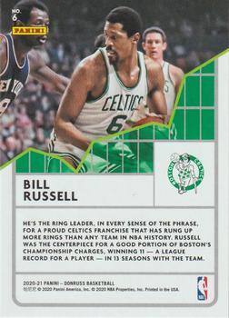 2020-21 Donruss - All Time League Leaders Green Flood #6 Bill Russell Back