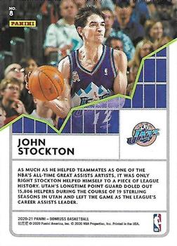 2020-21 Donruss - All Time League Leaders Green Flood #8 John Stockton Back