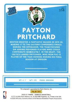 2020-21 Donruss - Rated Rookies Signatures Choice #238 Payton Pritchard Back