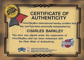 1999-00 Fleer Focus - Fresh Ink #NNO Charles Barkley Back