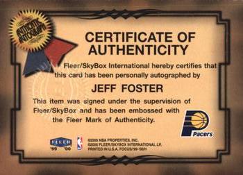1999-00 Fleer Focus - Fresh Ink #NNO Jeff Foster Back