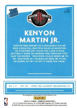2020-21 Donruss - Rated Rookies Signatures Choice Red #224 Kenyon Martin Jr. Back
