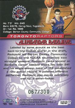 1999-00 Fleer Focus - Masterpiece Mania #122 Aleksandar Radojevic Back