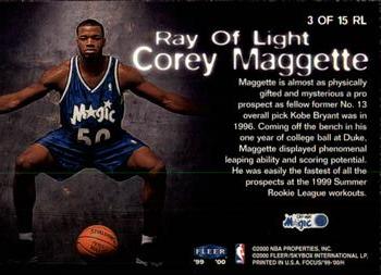 1999-00 Fleer Focus - Ray of Light #3 RL Corey Maggette Back