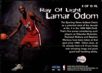 1999-00 Fleer Focus - Ray of Light #8 RL Lamar Odom Back