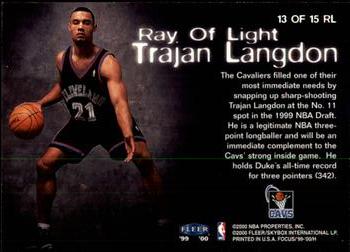1999-00 Fleer Focus - Ray of Light #13 RL Trajan Langdon Back