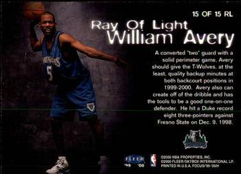 1999-00 Fleer Focus - Ray of Light #15 RL William Avery Back