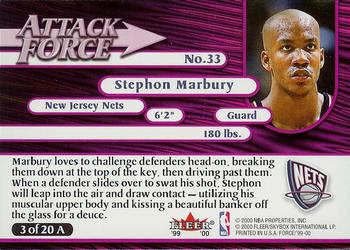 1999-00 Fleer Force - Attack Force #3 A Stephon Marbury Back