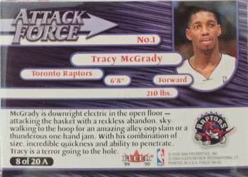1999-00 Fleer Force - Attack Force #8 A Tracy McGrady Back