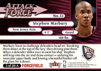 1999-00 Fleer Force - Attack Force Forcefield #3A Stephon Marbury Back