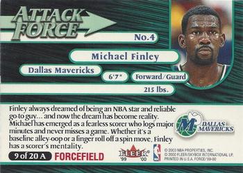 1999-00 Fleer Force - Attack Force Forcefield #9A Michael Finley Back