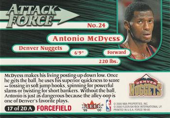 1999-00 Fleer Force - Attack Force Forcefield #17A Antonio McDyess Back