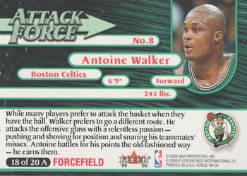 1999-00 Fleer Force - Attack Force Forcefield #18A Antoine Walker Back