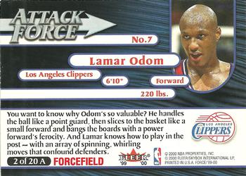 1999-00 Fleer Force - Attack Force Forcefield #2A Lamar Odom Back