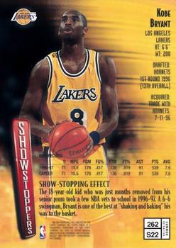1997-98 Finest - Refractors #262 Kobe Bryant Back