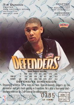 1997-98 Finest - Refractors #306 Tim Duncan Back