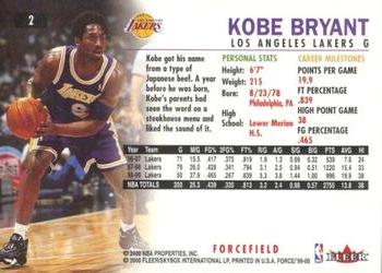 1999-00 Fleer Force - Forcefield #2 Kobe Bryant Back