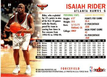 1999-00 Fleer Force - Forcefield #89 Isaiah Rider Back