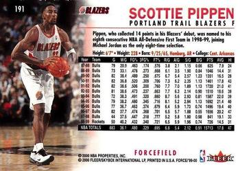 1999-00 Fleer Force - Forcefield #191 Scottie Pippen Back