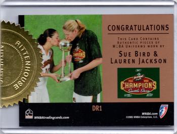 2005 Rittenhouse WNBA - Case Topper Dual Jersey Relic #DR1 Sue Bird / Lauren Jackson Back