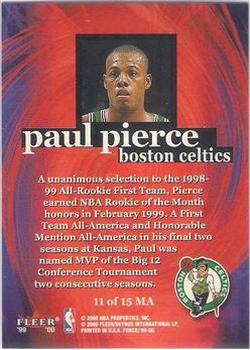 1999-00 Fleer Force - Mission Accomplished #11 MA Paul Pierce Back
