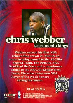 1999-00 Fleer Force - Mission Accomplished #13 MA Chris Webber Back