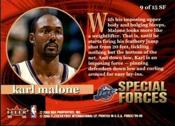 1999-00 Fleer Force - Special Forces #9SF Karl Malone Back