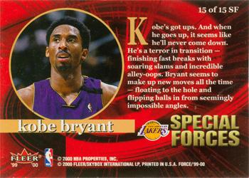 1999-00 Fleer Force - Special Forces #15SF Kobe Bryant Back