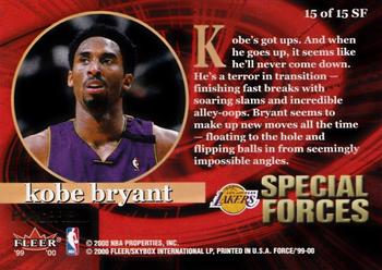 1999-00 Fleer Force - Special Forces Forcefield #15SF Kobe Bryant Back