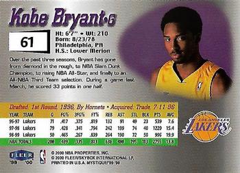 1999-00 Fleer Mystique - Gold #61 Kobe Bryant Back