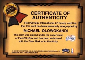 1999-00 Fleer Tradition - Fresh Ink #NNO Michael Olowokandi Back