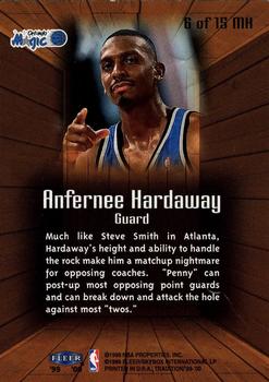 1999-00 Fleer Tradition - Masters of the Hardwood #6 MH Anfernee Hardaway Back