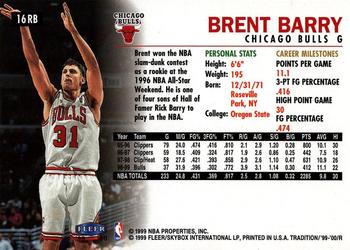 1999-00 Fleer Tradition - Roundball Collection #16RB Brent Barry Back