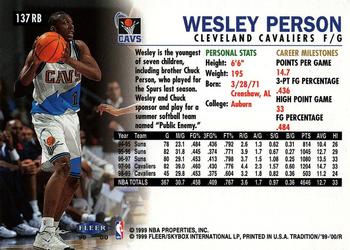 1999-00 Fleer Tradition - Roundball Collection #137RB Wesley Person Back
